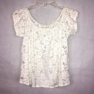 Aeropostale Off The Shoulder White Lace Blouse XS